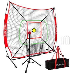 6x6FT Baseball Net, Baseball & Softball Training net with Batting Tee, Strike Zone & Circular Target and Weighted Ball, Portable Design with Compact Storage,Great for Kids