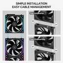 TL-M12QR X3 120mm ARGB PC Fans  Reverse Blade Design, 1500RPM, Silent Operation, Daisy-Chain Connection, with Infinite Mirror Effect (Black-3Pack)