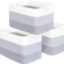MINTWOOD Design 3-Pack Storage Baskets for Shelves, Playroom and Classroom, Book Basket, Decorative Storage Cube Bins, Woven Closet Organizers, Pantry and Shoe Organizer, 3-Tone Grey