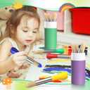 6 Pack Watercolor Paint Brushes Bulk Set for Kids Baby Toddler-4 Pcs Per Set Jumbo Brushes with Chubby Wood Handles for Easy Grip Paintbrushes Non Toxic Bristles (Colored)