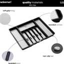 madesmart Expandable Silverware Tray, 8 Compartment Silverware Organizer for Forks, Knives & Spoons, Non Slip, Soft Grip Base, Expands to Fit Most Drawers, Carbon