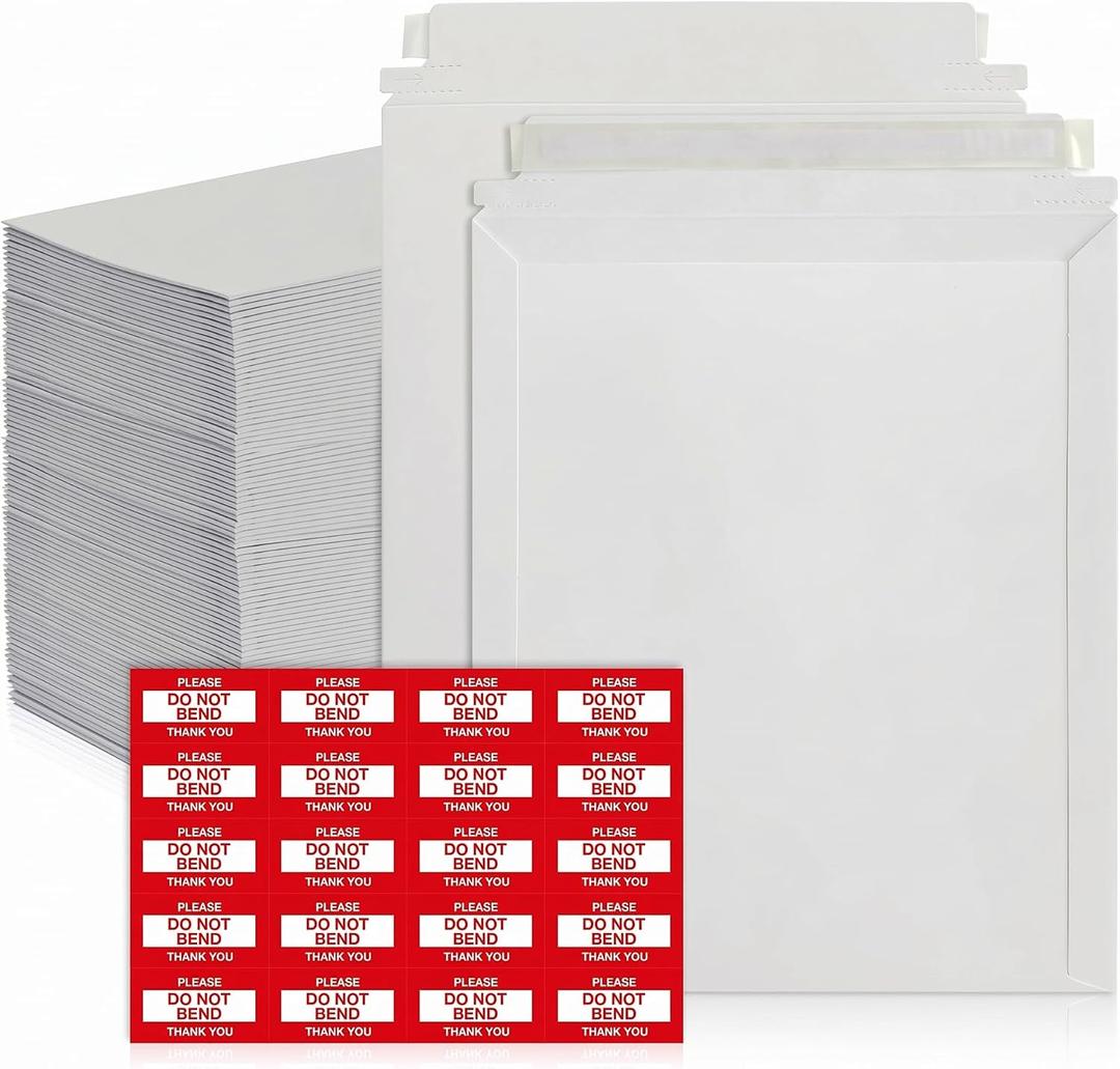180 Pack 12.75x15 Inches Rigid Mailers Self Adhesive White Cardboard Mailers Used as Mailing Supplies for Mailing Documents, Photos, CDs, Magazines and Literature, Pack of 180