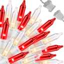 LAMPHOME 100 Count Red Clear Valentine Lights, Connectable 20ft Valentine Room Lights, Plug in Christmas String Light Indoor Outdoor for Christmas Bedroom Valentines Party Valentine's Day Decoration (Red and Clear-White Wire)