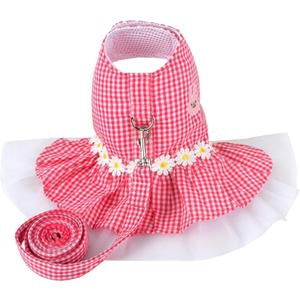 Outdoor Pet Clothes Dog Harness Dress Poodle Bichon Frise Pomeranian Schnauzer Dog Clothing Princess Costumes Pet Skirt Dropship (L,Pink)
