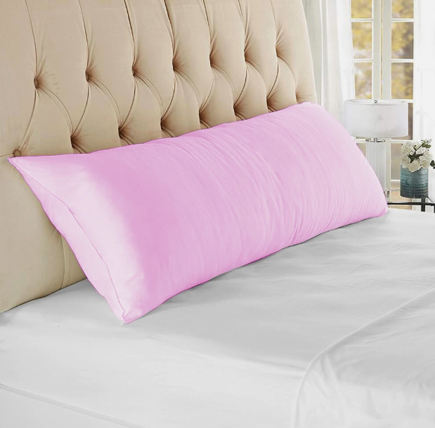 YAROO 21x60 Body Pillow Cover,Body Pillow Case,Long Pillow Case -Envelope Closure,400 Thread Count,100% Cotton,Only Cover No Insert,Body Pillowcase, Pink