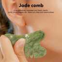 Healifty Jade Gua Sha Comb for Scalp Massage and Hair Care 3.5 Inch Natural Jade Scraping Tool for Facial and Body Relaxation Multi-Functional Crystal Hair Comb (4 Styles)