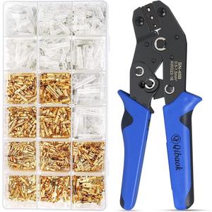 Wire Terminal Crimping Tool Kit, Qibaok Ratcheting Wire Crimper AWG 22-16(0.5-1.5mm) with 500PCS Female Male Spade Connectors & Bullet Connectors Terminals