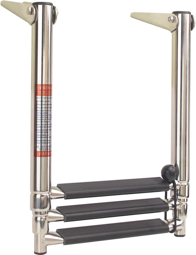 3-Step Telescoping Boat Ladder | Marine-Grade 316 Stainless Steel | 900lb Capacity | Anti-Slip Treads & Dual Handrails | Collapsible for Pontoon, Yacht & Dock