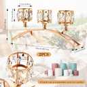 Remerry 2 Set Gold Crystal Candle Holders 3 Arms Crystal Bowl Tealight Candelabra Arch Candlestick Table Centerpieces for Dinning Room, Wedding, Cabinet Ornaments, Home, Anniversary Party Decor