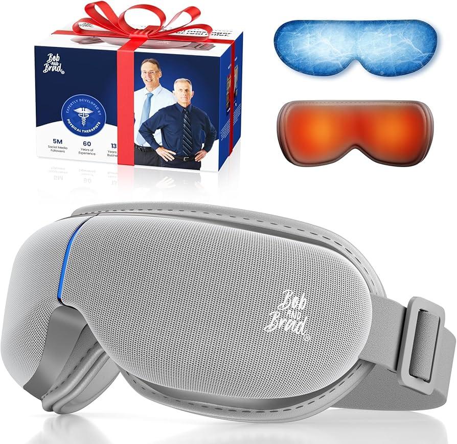 Bob and Brad Eye Massager with Heat and Cooling Gel Mask, EyeOasis 3 Elite Electric Heated Eye Mask with Music for Migraines, Dry Eyes Relief Relaxing Mothers Day Gifts for Women Men