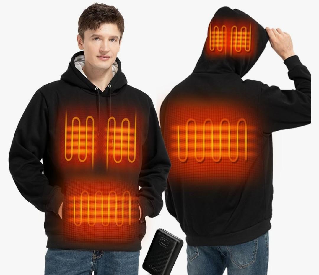 Unisex Heated Hoodie with 16000mAh Battery Pack, 7.4V Fast Heating, Pullover Heated Sweatshirt for Men and Women 2XL