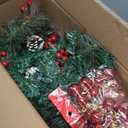 FORUP Set of 2 30 Inch Pre-Lit Pathway Christmas Trees Urn Filler, Outdoor Christmas Tree Decorations for Porch, Driveway, Yard, Garden, with 60 LED Lights, Red Berries, Pine Cones, Red Ball Ornaments