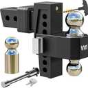 VNN Drop Hitch 2.5 Inch Receiver - 6 Inch Drop Trailer Hitch Black Interchangeable 3 Solid Ball Mount 1-7/8", 2", 2-5/16"(18,500 LBS GTW), Heavy Duty Aluminum Trailer with Pads and Locking Sets