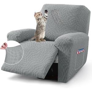 2026 Stretch Recliner Cover 3-Piece (24"-37") Super Soft Recliner Chair Covers with Big Pocket & Anti Slip Ties Stay in Place, Lazy Boy Reclining Slipcover Easy to Put on off Washable, Light Grey