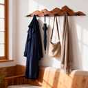 Wooden Mountain Wall Coat Rack, Brown, 23.5 Inches | Solid wood, 6 rustproof hooks, holds heavy coats, backpacks, hats, perfect for bedroom, entryway, and entrance.