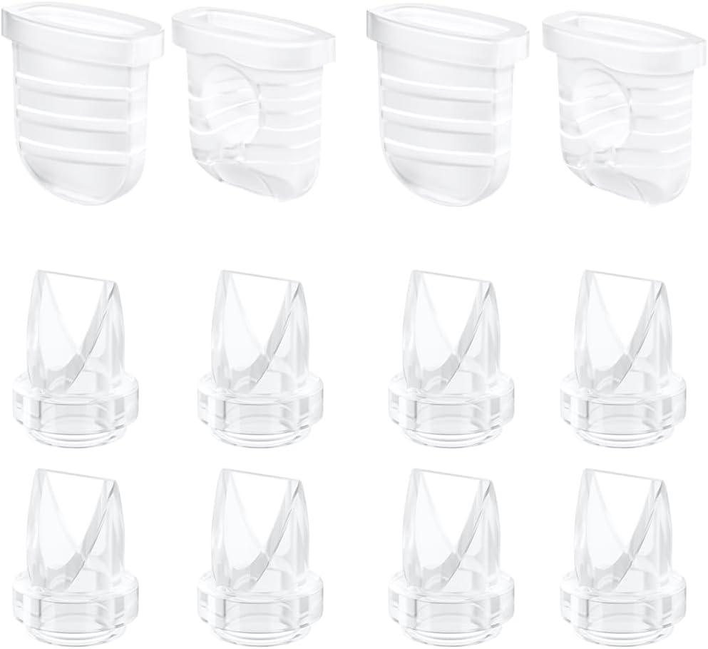 8pcs Duckbill Valves and 4pcs Silicone Diaphragms Compatible with Lansinoh Discreet Duo, eufy E10 S1 S1 Pro,NCVI Nuliie NICEGREEN Life S32 Breast Pump Replacement Parts, S32 Breast Pump Accessories
