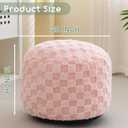 HIGOGOGO Round Stuffed Pouf Ottoman, Plaid Poufs with Foam Chunk Filling, Fluffy and Furry Pouf Foot Stool Storage Ottoman, 20 X 15 Floor Poufs Foot Rest for Living Room, Pink