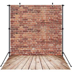 8X10FT Vintage Theme Red Brick Wall with Wooden Floor Photography Backdrop for Baby Shower Newborn Portrait Birthday Party Graduation Background Photo Shoot Props