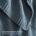 EVERGRACEHOME Chunky Chenille Knit Throw Blanket for Couch, Soft Luxurious Moss Stitch Blankets for Bed, Cozy Decorative Farmhouse Knitted Throws for Sofa, Stormy Blue, 50" x 60"