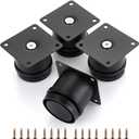 OwnMy 4PCS 2 Inch Stainless Steel Furniture Legs Feets Metal Cabinet Desk Legs, Adjustable Round Metal Furniture Risers Replacement Leg Corner Feet Heavy Duty Table Leg Extenders for Sofa Chair (Black)