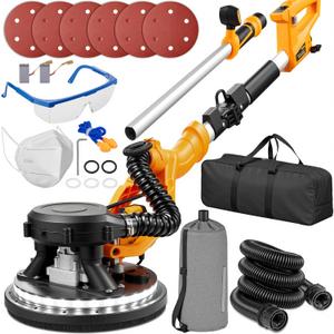 Drywall Sander, Electric Sander for Drywall with Vacuum Dust Collector, 7 Variable Speed 900-1800RPM, LED Light, High Power Dustless Wall Sander for Popcorn Ceiling, Drywall etc