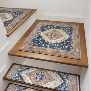 OJIA Stair Treads Non-Slip Square Capet Stair Treads Rubber Backing Stair Runner Anti-Slip Stair Landing Mat 31x31 Inch