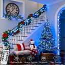 JMEXSUSS 2 Pack Blue and White Battery String Lights, Each 33ft 100 LED Battery Powered Christmas Lights with Remote for Outside Party Birthday