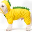 Dog Raincoat Clear Hooded Waterproof Poncho Dinosaur Theme Dog Rain Jacket for Large Medium Small Dogs Puppies