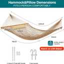 JoyView Traditional Rope Double Hammock - Hand Woven Cotton Hammock with Hardwood Spreader Bar and Pillow 450lb Capacity for Outdoor Indoor Patio Yard - Brown