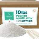 Snow Pearled Candle with Wicks | Sand Candle Wax kit | 10lbs of Candle Sand with 50 Wicks Included | Unscented Powder Candles for Candle Making, Weddings, and Parties