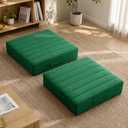 JKMAX 2 Pcs High Density Foam Floor Pillow - Upgraded Large Pillows Seating for Adults - Outdoor Floor Cushion with Soft Tufted Cover - Yoga Pillows for Sitting On Floor - 22 Inch Green, 2 Counts