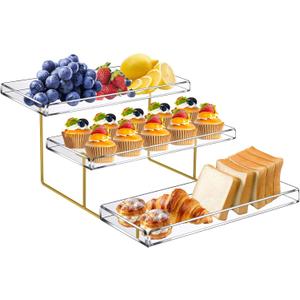 Clear Dessert Table Display Set 16 x 8 for Cookie Donut Cupcake, 3 Tier Acrylic Serving Tray, Tiered Cake Riser Stand for Party Event Buffet