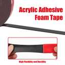 Double Sided Tape Heavy Duty, Waterproof Mounting Foam Tape, 36.5ft Length, 0.4in Width, High Temperature Resistant Adhesive Tape for Car, LED Strip Light, Office Decor, Uses 3M VHB 5952 Raw Material