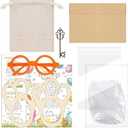 VioraWhite 11 Pcs Easter Bunny Evidence Set Bunny Footprints Template Greeting Cards Stickers Cardboard Key Glasses Prop for DIY Easter Scene Dress up Gifts