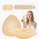 Dersoud Sticky Bra Inserts - Soft Invisible Reusable Double Sided Sticky bra for Women with Lift Support, Washable for Bikini, Swimsuit, Wedding, Strapless Dress B Beige