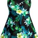 HUSKARY Tankini Swimsuits for Women Tummy Control Two Piece Bathing Suit Flowy Swim Tank Top with Boyshorts XL