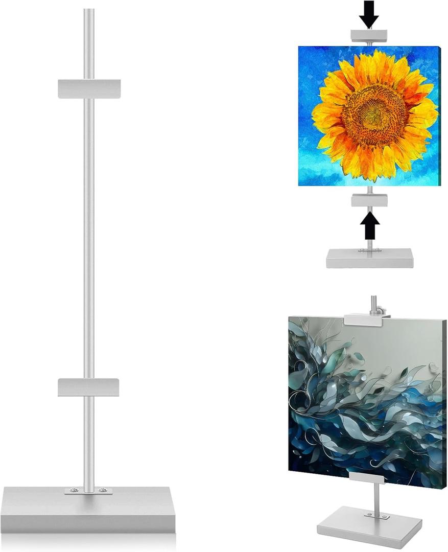 Tabletop Picture Frame Easel Stand 16. 5 Inch Adjustable Metal Frames Holder Stand Table Display Easel Picture Display Floor Art Holder for Home Exhibition Restaurant (Silver)
