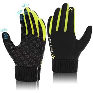 Winter Kids Warm Sports Gloves: Cold Weather Water Resistant Touchscreen Fleece Soft Lining Children Mittens for Boys Girls 6-14 Years (XL(10-12Years), Green)