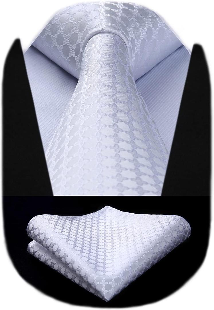 HISDERN Polka Dot Ties for Men Classic Silk Ties and Pocket Square Formal Business Necktie Handkerchief Wedding Party