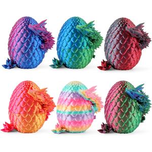 8" 3D Printed Dragon Eggs, Easter Basket Stuffers for Kids and Teens, Unique Easter Toys & Decor for Children, Mysterious Dragon Toys Gifts for Boys & Girls (6 Pack)