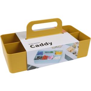 BLUE GINKGO Stackable Organizer Caddy Korean-Made Portable Tote for Bathroom, Office, Crafts, or School Supplies (Long Rectangle, Yellow)