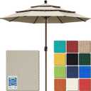 EliteShade USA 10-Year-Non-Fading 11ft 3-Tier Market Patio Umbrella, Commercial Grade Outdoor Table Umbrella with Crank Open, Windproof & UPF 50+ UV Protection, Heavy Duty Ventilation for Garden, Deck, Pool, Backyard, Beach & Bistro, No Tilt, Antique Beige