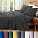 ClevaHome Queen Sheet Set, 4-Piece Bed Sheets for Queen Size Bed, Lightweight & Super Soft Easy Care Microfiber– Shrinkage & Fade Resistant Bedding Set with 14'' Deep Pockets (Black