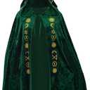 CosplayDiy Medieval Green Velvet Dress Witch Cosplay Costume Robes Adult for Women Plus Size