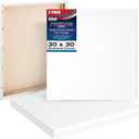U.S. Art Supply 30 x 30 inch Stretched Canvas 12-Ounce Triple Primed, 3-Pack - Professional Artist Quality White Blank 3/4" Profile, 100% Cotton, Heavy-Weight Gesso - Acrylic Pouring, Oil Painting