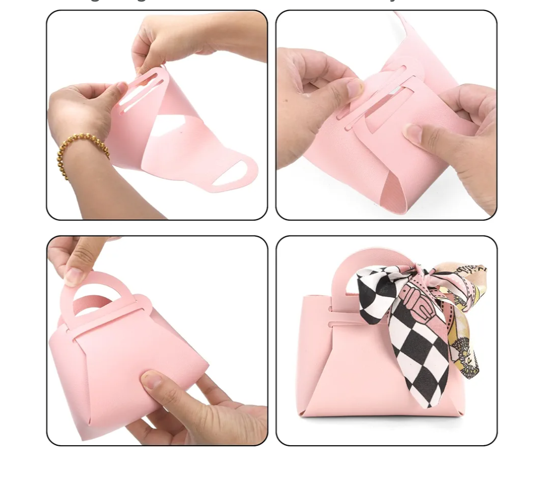 Jucoan 10 Pack Mini Pink Handbag Candy Bags for Party Favors, Cute Pu Leather Purse Treat Bag Pouches for Wedding, Birthday, Baby Shower, Thanksgiving Christmas Valentine’s Day Gifts