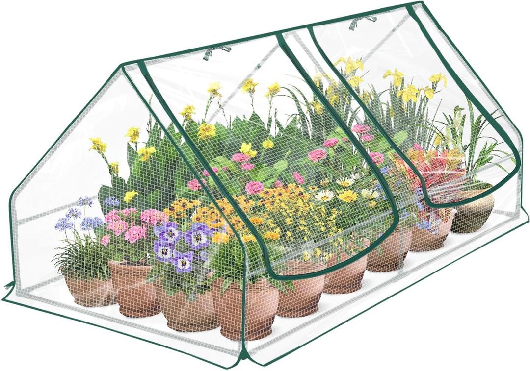 Portable Mini Greenhouse, 99" x 51" x 38"Green House, Compatible with 8x4x1 Ft Raised Garden Bed Planters, Reinforced Waterproof Hot House for Indoor and Outdoor, Clear PE Cover