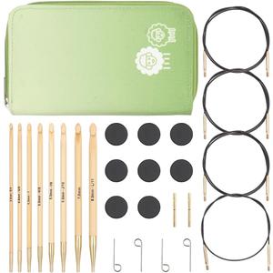 KnitPro Bamboo Deluxe Afghan/Tunisian Crochet Hook Set | 8 Sizes (3.5mm to 12mm)