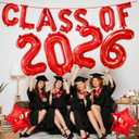 Red Class Of 2026 Balloons 32/18/16 Inch Graduation Balloons Class of 2026 Decorations Red Star Foil Balloons for Grad High School College Prom Graduation Sign Party Decorations Supplies