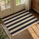 Lahome Elance Striped Easy Jute Rug, 2x3 Entryway Rug Indoor Outdoor Front Door Mat, Farmhouse Neutral Non Slip Non Shedding Washable Kitchen Mats for Floor Foyer